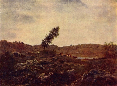 Theodore Rousseau Barbizon bij Maanlicht